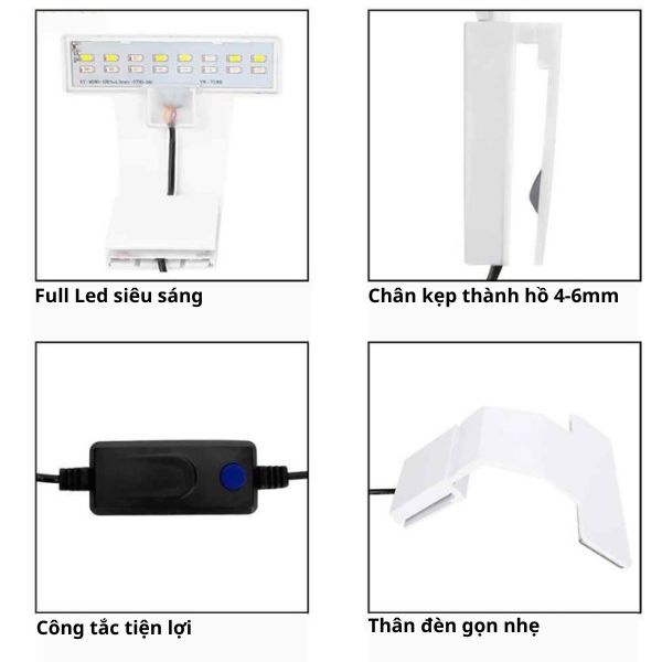 Đèn bể cá mini LED KẸP siêu sáng phù hợp cho bể cá bể thủy sinh nhiều mẫu