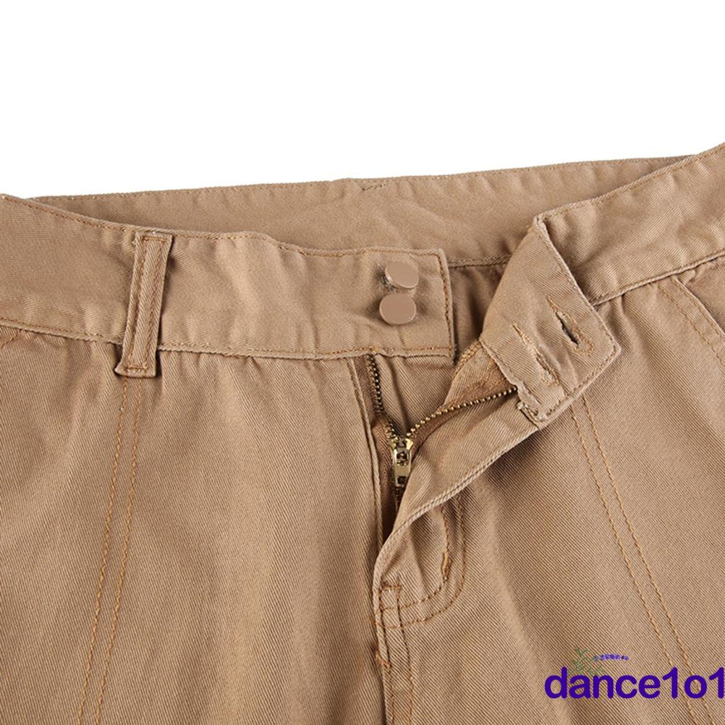 ❀LZ✡Women’ Fashion Solid Color Multi-pocket High Waist Long Pants