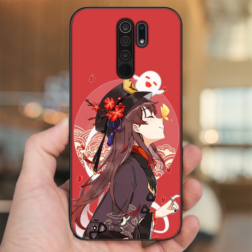 Ốp lưng Xiaomi Redmi 9 viền đen in hình Hutao Genshin Impact