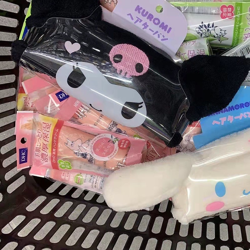 Băng Đô Cài Tóc Rửa Mặt Phủ Lông Họa Tiết Chú Chó Kuromi Melody Cinnamon Đáng Yêu