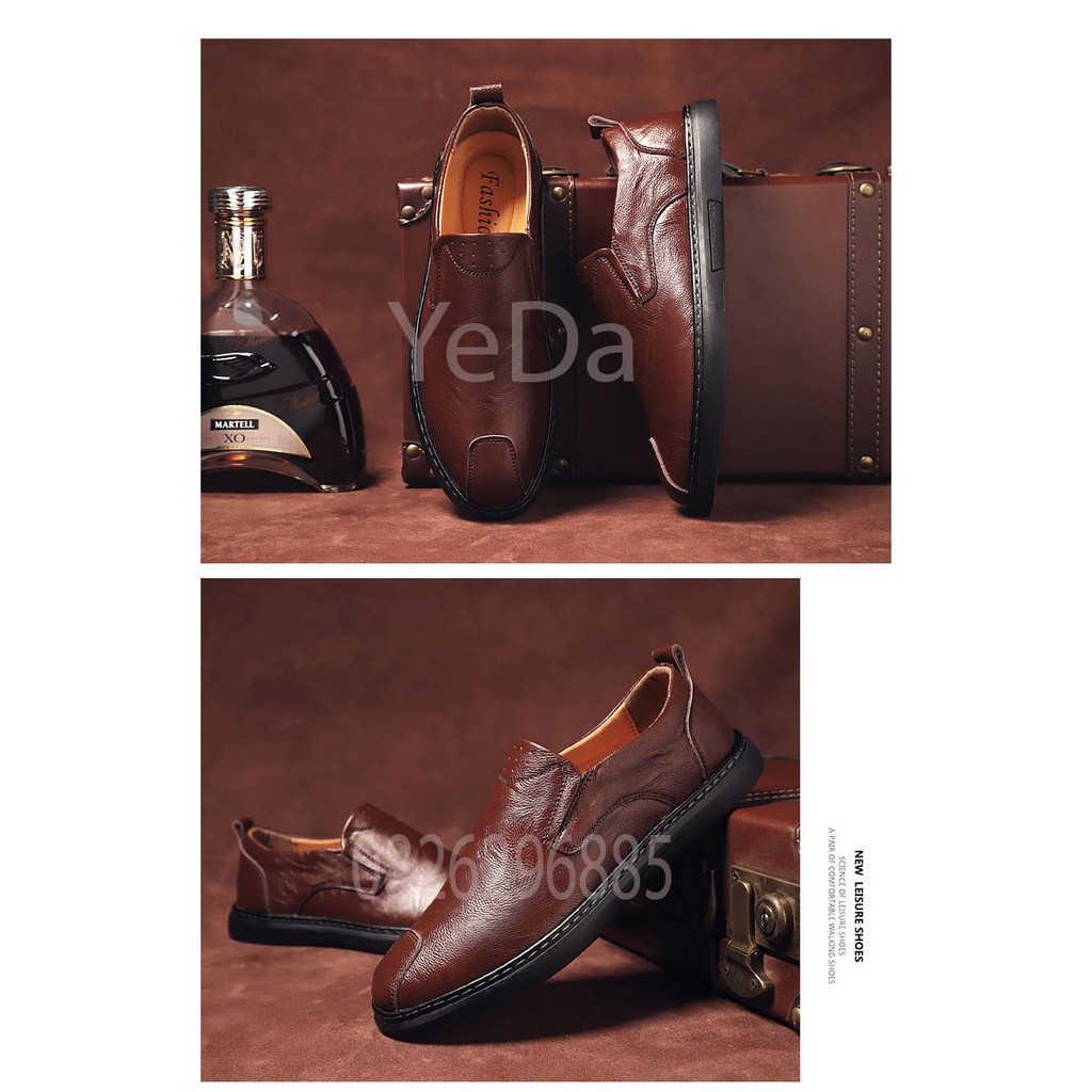 Giày lười - giày đậu Hà Lan nam phong cách Nhật Bản mũi tròn không  dây - Mã 6006