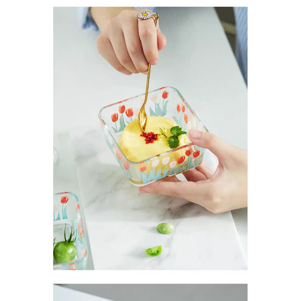 （24h delivery）W&amp;G  Simple multi-function Lovely simple transparent tulip sugar water bowl dessert bowl salad bowl breakfast bowl fruit bowl ashtray