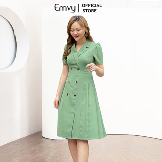 Đầm cổ vest thanh lịch , sang trọng ,che mọi khuyết điểm cơ thể chất liệu Chéo nhật cao cấp Emvy K55