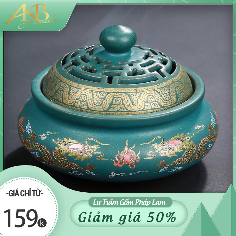 💥 HÀNG CHUẨN💥 Lư Gốm Xông Trầm | Lư Hương Gốm Thủ Công Cao Cấp - Tặng 3 nụ trầm hoặc Chân đế cắm nhang | AB Jewels