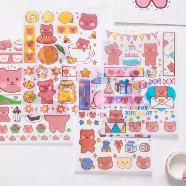 Sticker cute dán trang trí dễ thương túi 4 tấm hình với hàng trăm nhãn dán cưng xỉu