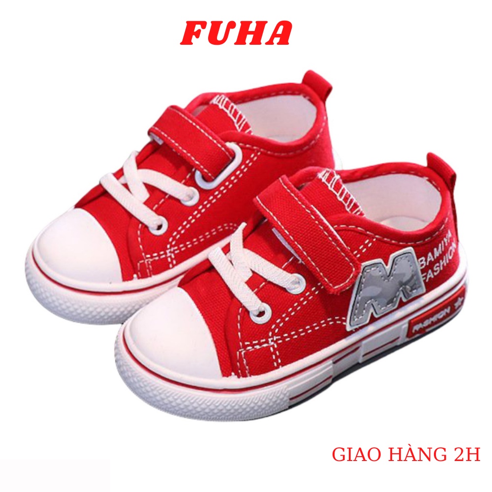 Giày lười thể thao cho bé FUHA,  giày chống trượt in chữ M cá tính