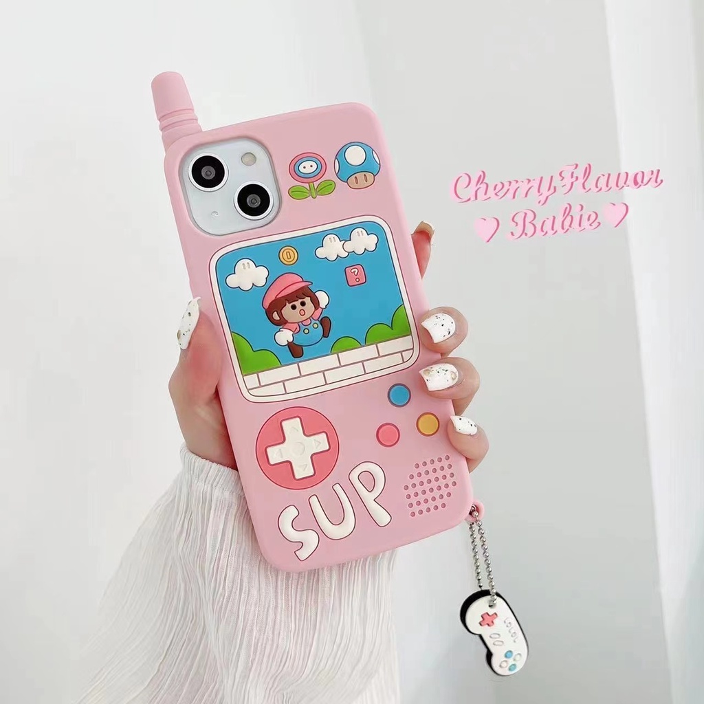 Ốp Điện Thoại Mềm Chống Sốc Họa Tiết Máy Chơi Game Hoạt Hình Cho iPhone 6 7 8Plus X XS XR 11 12 13promax Plus add pendant to prevent falling