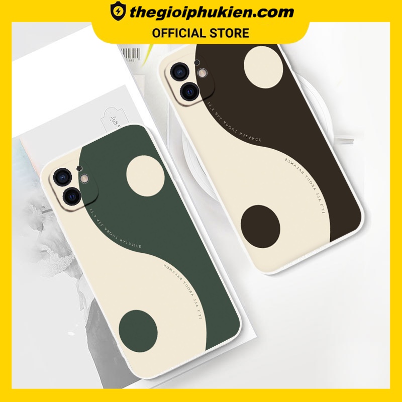 Ốp iphone - Ốp lưng iphone cạnh vuông 2 thái cực dành cho ip 6 đến 14promax - ng093