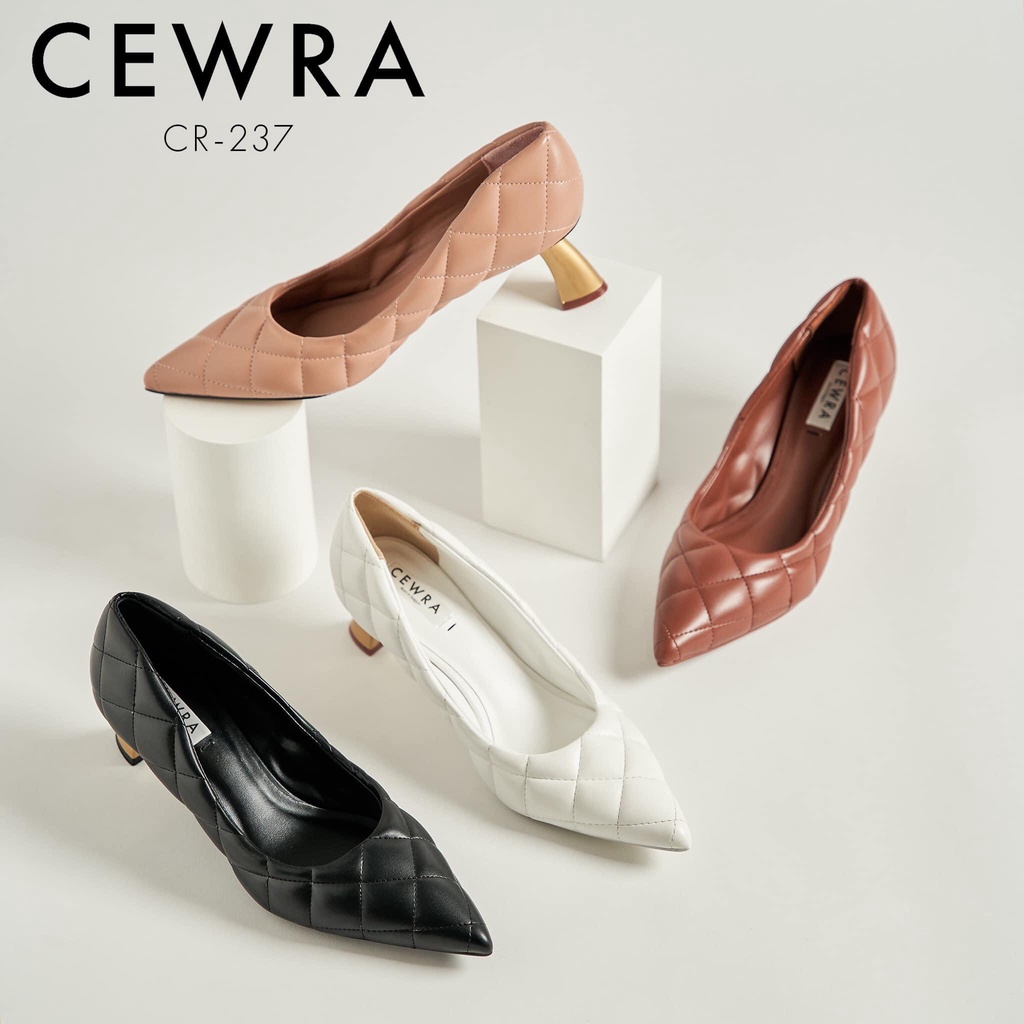 Giày Gót Nữ CEWRA Chằn Chỉ Êm Chân 6p VNXK