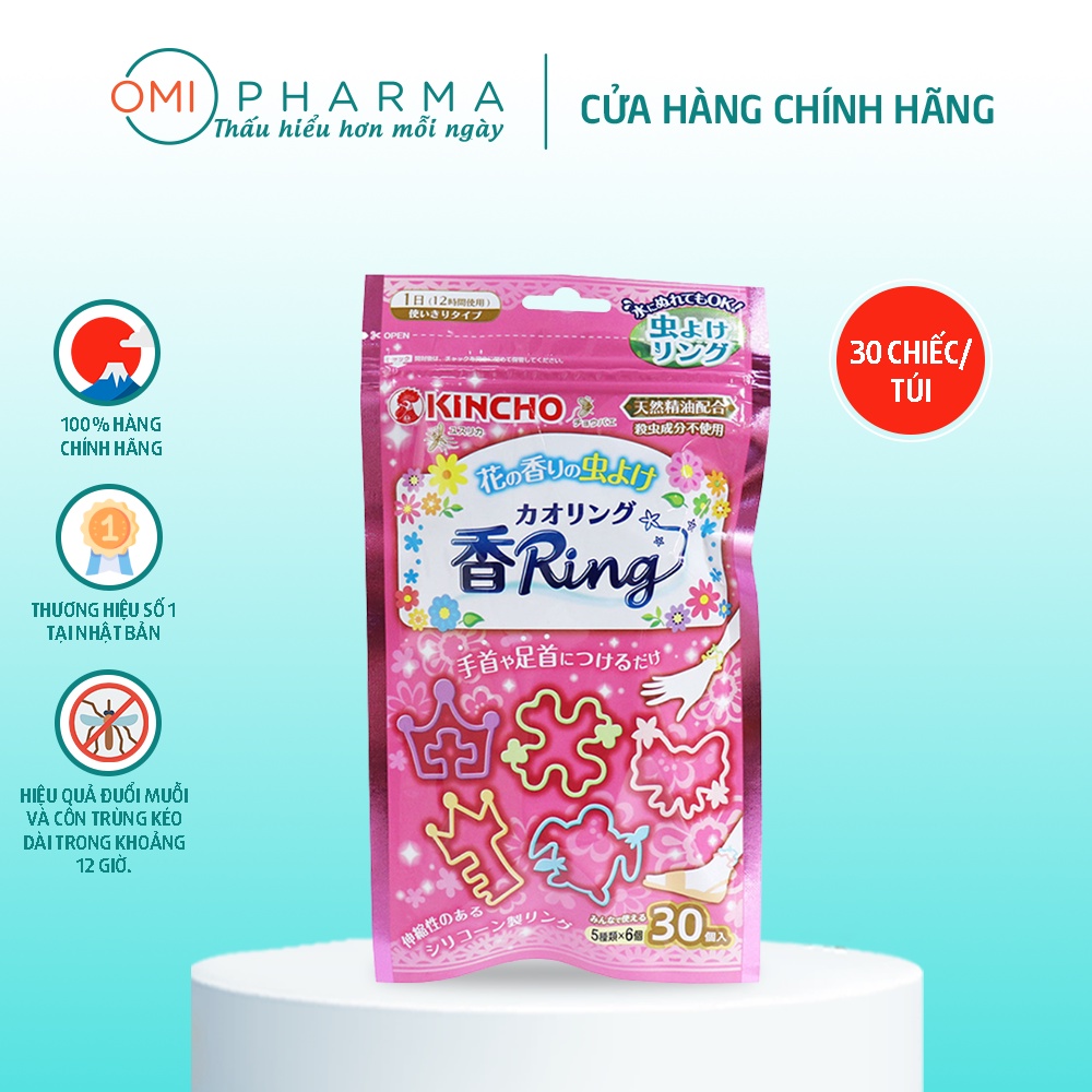 Vòng Đeo Chống Muỗi, Đuổi Côn Trùng Hương Hoa Thiên Nhiên Kincho Nhật Bản (30 Chiếc/Túi)