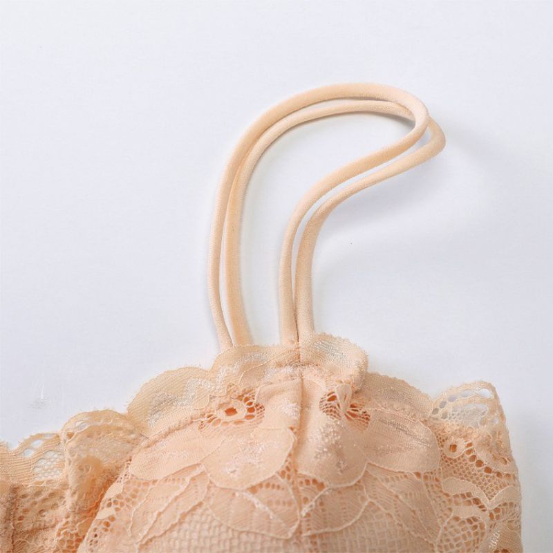Set 3 áo hai dây ren hoa có mút đệm ngực, áo crop top ren có quai tròn đẹp