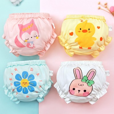 Quần lót trẻ em bằng vải Cotton Quần lót thời trang mềm mại Cô gái in hình hoạt hình dễ thương Tóm tắt thoáng khí Quần lót trẻ em