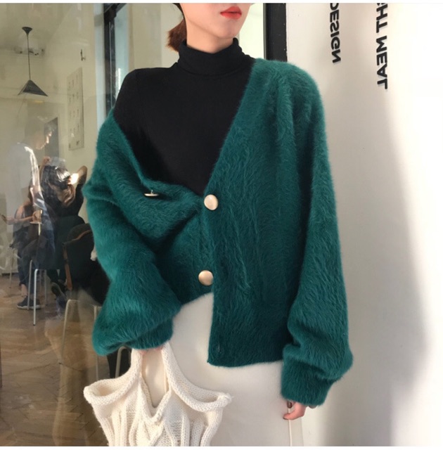 Áo khoác cadigan len lông dáng ngắn, có ảnh thật | BigBuy360 - bigbuy360.vn