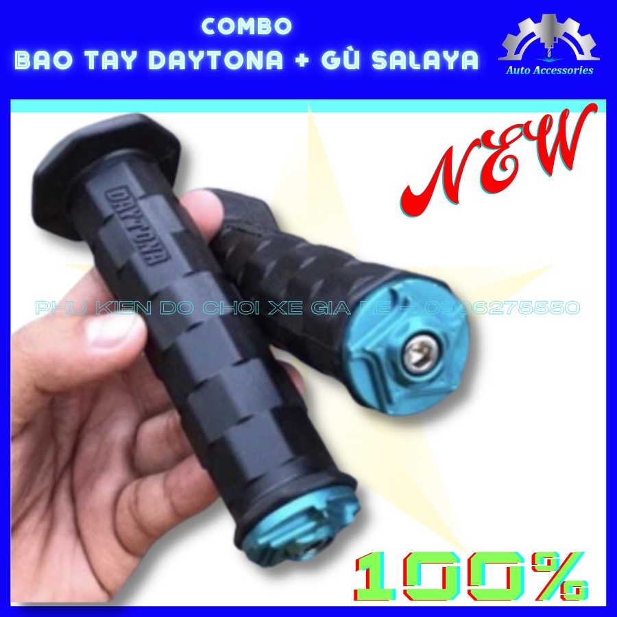 COMBO Bao Tay DAYTONA + GÙ SALAYA INOX 304, Lắp Thông Dụng cho tất cả các dòng xe - CÓ BÁN LẺ