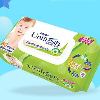 Khăn ướt Unifresh 80 tờ màu vàng vitamin E  (80 Miếng)