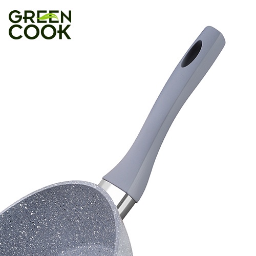 Chảo chống dính bếp từ vân đá GREEN COOK 22 - 24 - 26 - 28 - 30 cm tay cầm chịu nhiệt - Hàng chính hãng