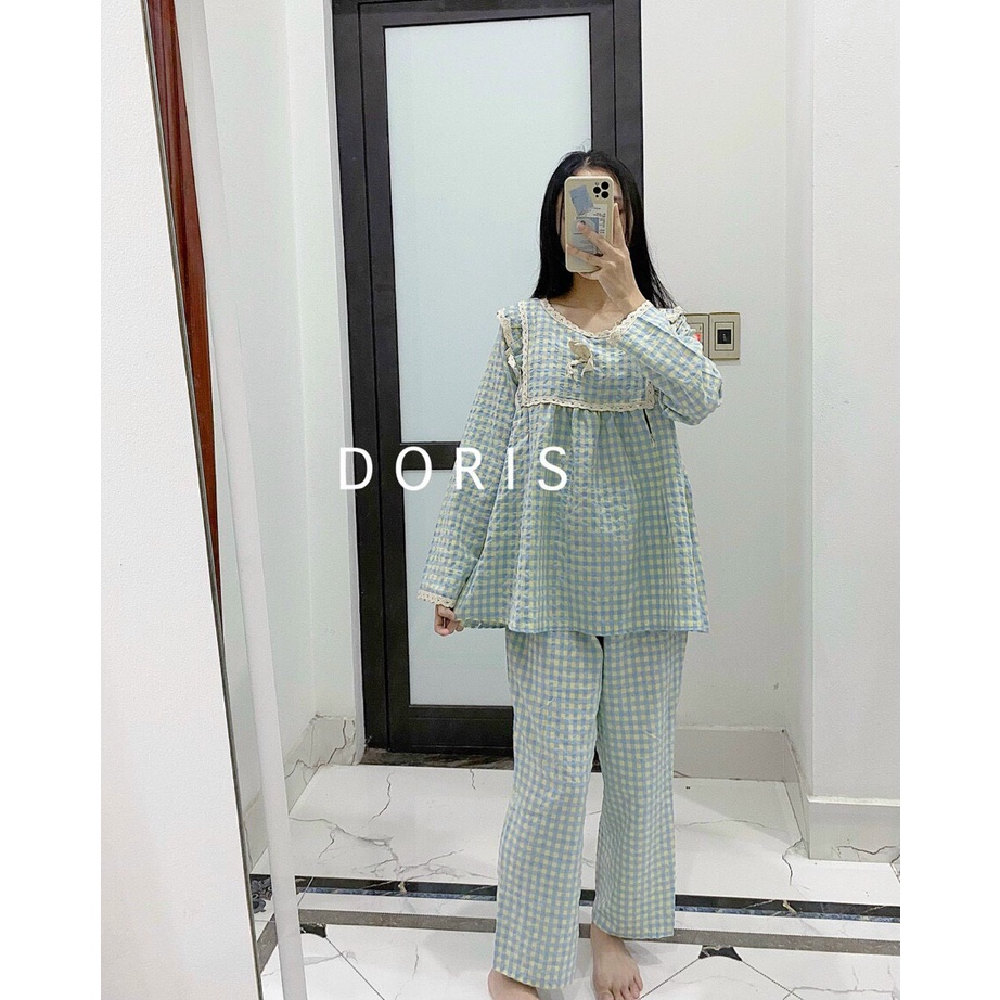 Bộ Sau Sinh Ở Cữ Chất Đũi Hàn FreeSize Có Khoá Kéo Cho Bé Ti