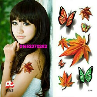 Hình xăm dán  tattoo  hình lá,hoa,bướm...