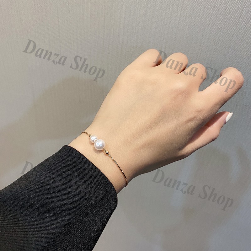 Vòng tay thời trang đính NGỌC TRAI NHÂN TẠO - Trang Sức DANZA SHOP
