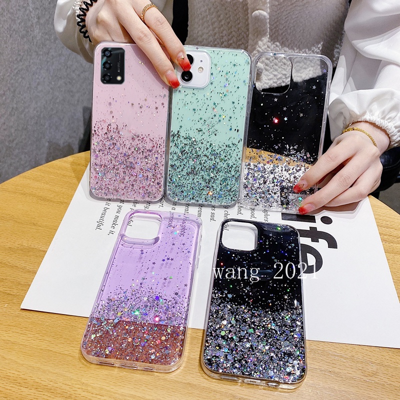 Ốp điện thoại TPU dẻo trong suốt đính sequin hình ngôi sao cho OPPO A95 A16k A55 A16 A74 5G A54 4G A94
