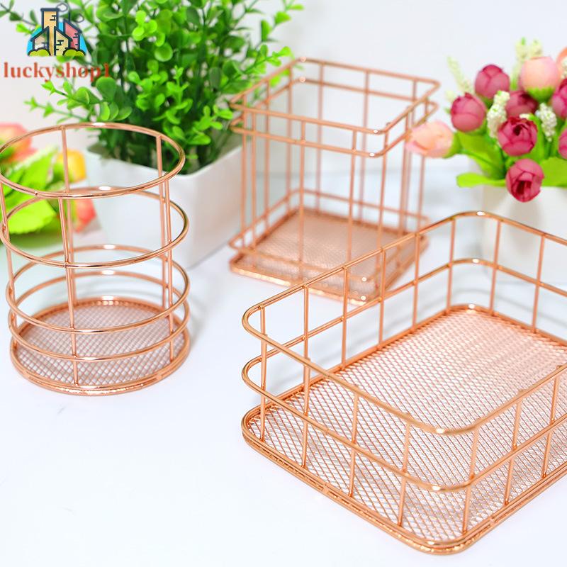 Rổ Lưới Sắt Đựng Bút Để Bàn Phong Cách Bắc Âu