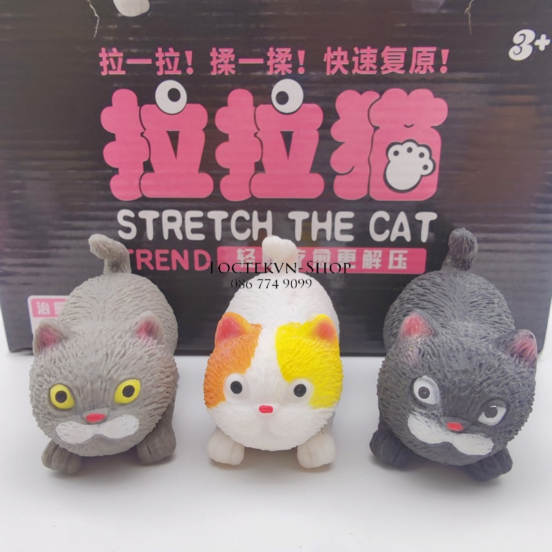 Đồ chơi Mèo quý tộc Silicon, Mèo Silicon Xả Stress Biến hình bóp nắn co giãn, đồ chơi xả stress hiệu quả
