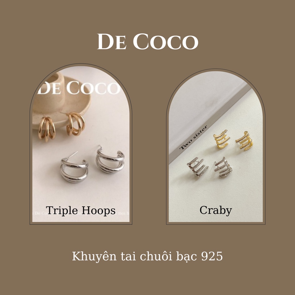 Khuyên tai bạc 925 Basic triple hoops decoco.accessories