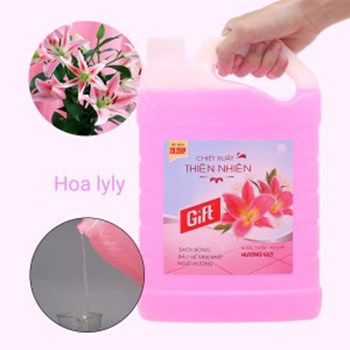 Nước Lau Sàn Nhà Gift Đậm Đặc Hồng Lily 3,8kg - thơm ngát hương hoa