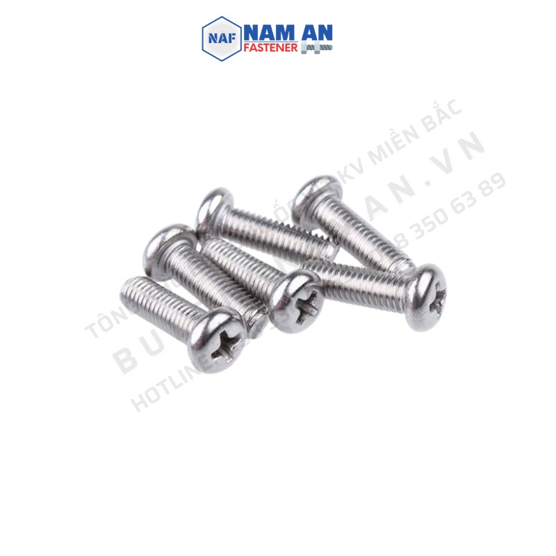 100 con Vít bake đầu tròn Inox 201 M6x15, vít bu lông đầu tròn Inox 201 M6x15