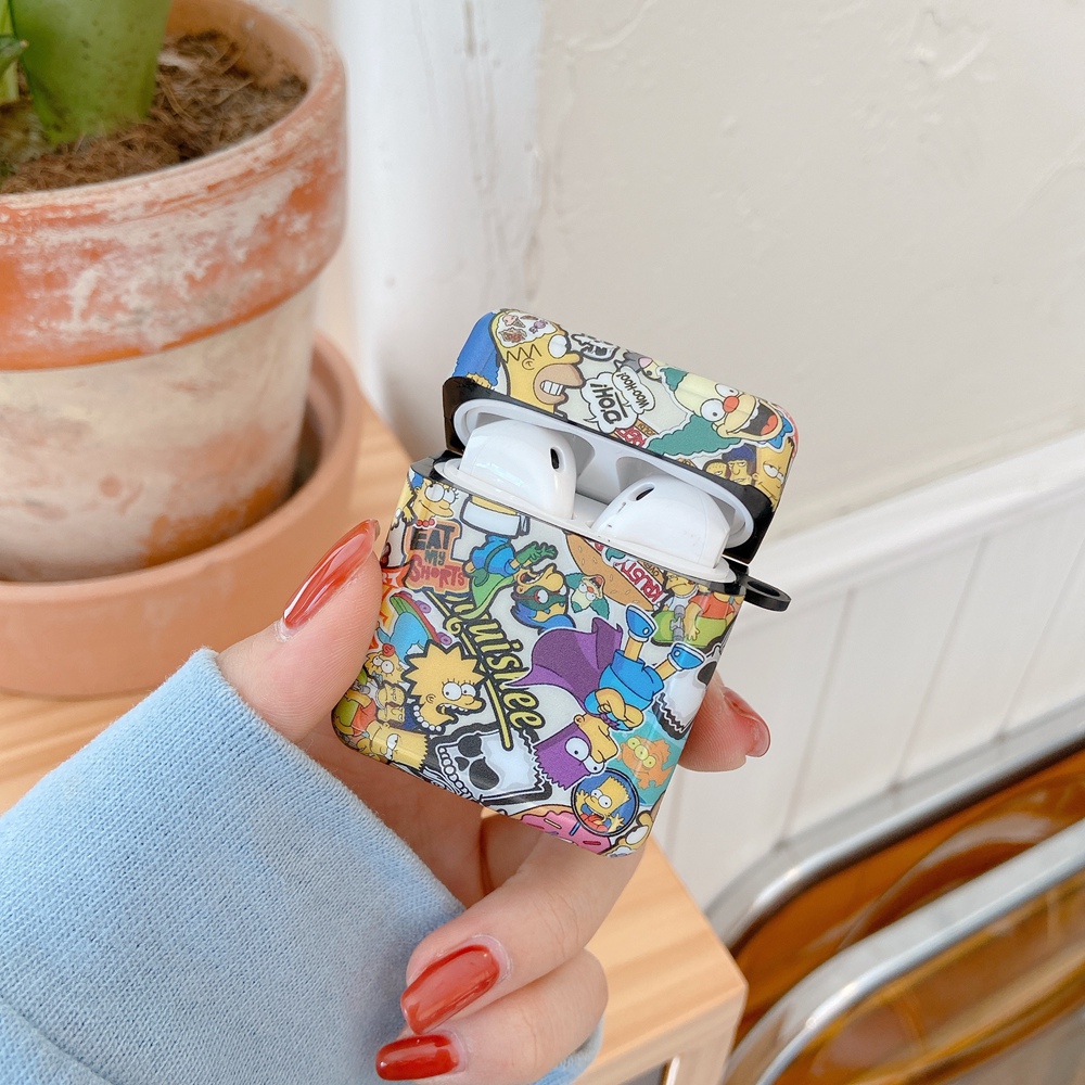Ốp bảo vệ hộp đựng tai nghe thích hợp cho Airpods 1 / 2 Pro hình Simpson xinh xắn