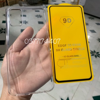 {Oppo A92} Combo ốp dẻo trong + Kính cường lực 9D Full màn hình cho máy