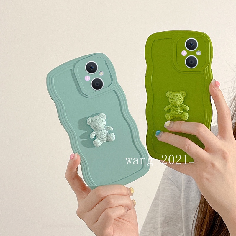 Ốp Điện Thoại Silicon Dẻo Màu Trơn Gắn Hình Gấu 3D Cho OPPO A77 Reno8 Z Reno7 Z Reno 8 7 Pro 5G 2022