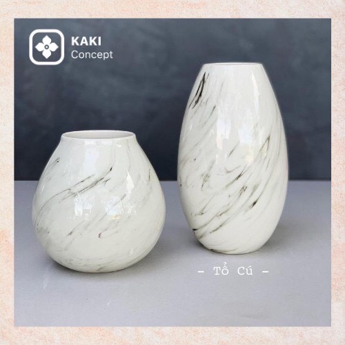 Lọ trang trí - Lọ hoa sứ - Bình hoa vân đá Kaki concept