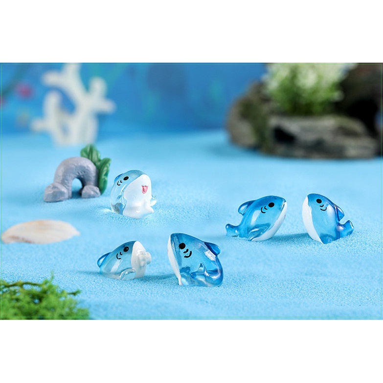 Mô hình cá mập xanh trang trí terrarium, tiểu cảnh hồ nước, hồ cá