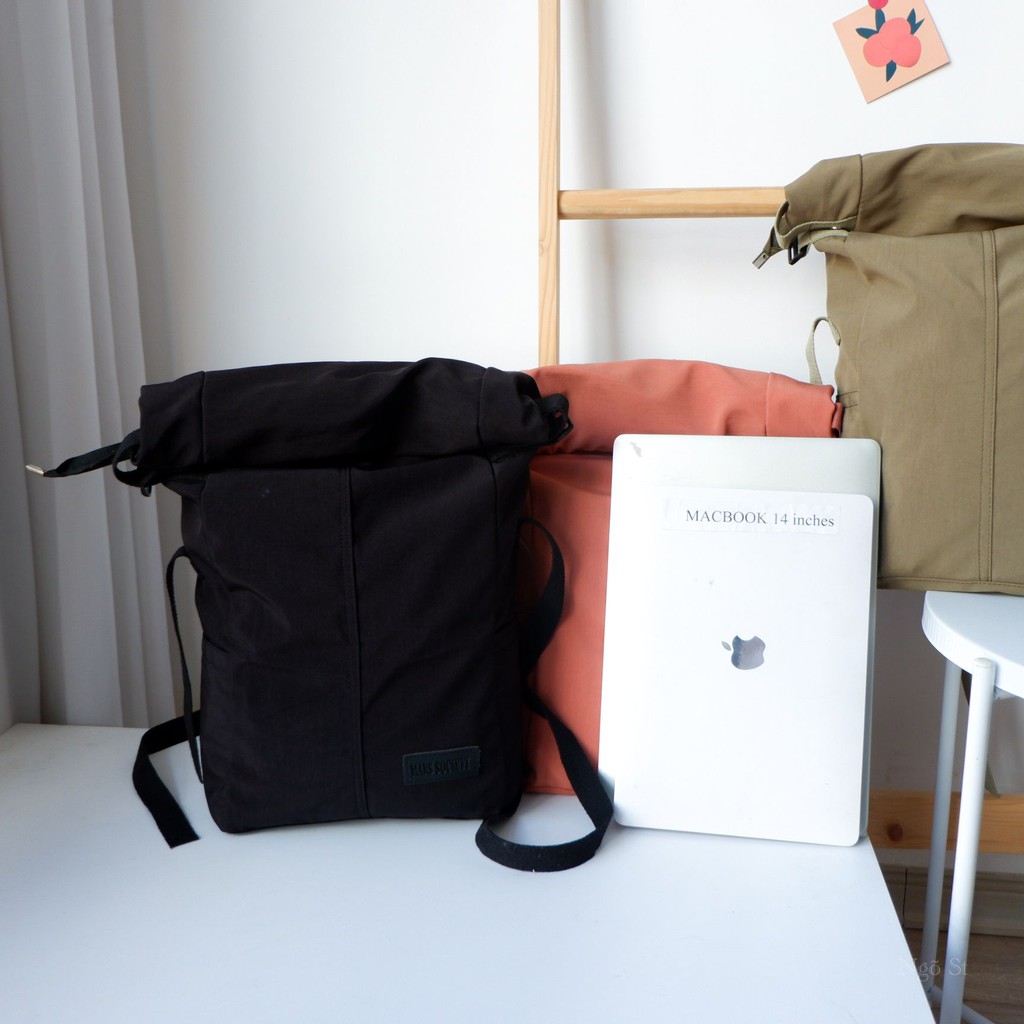 Balo vải dù nắp cuộn Unisex nam nữ phong cách Hàn Quốc