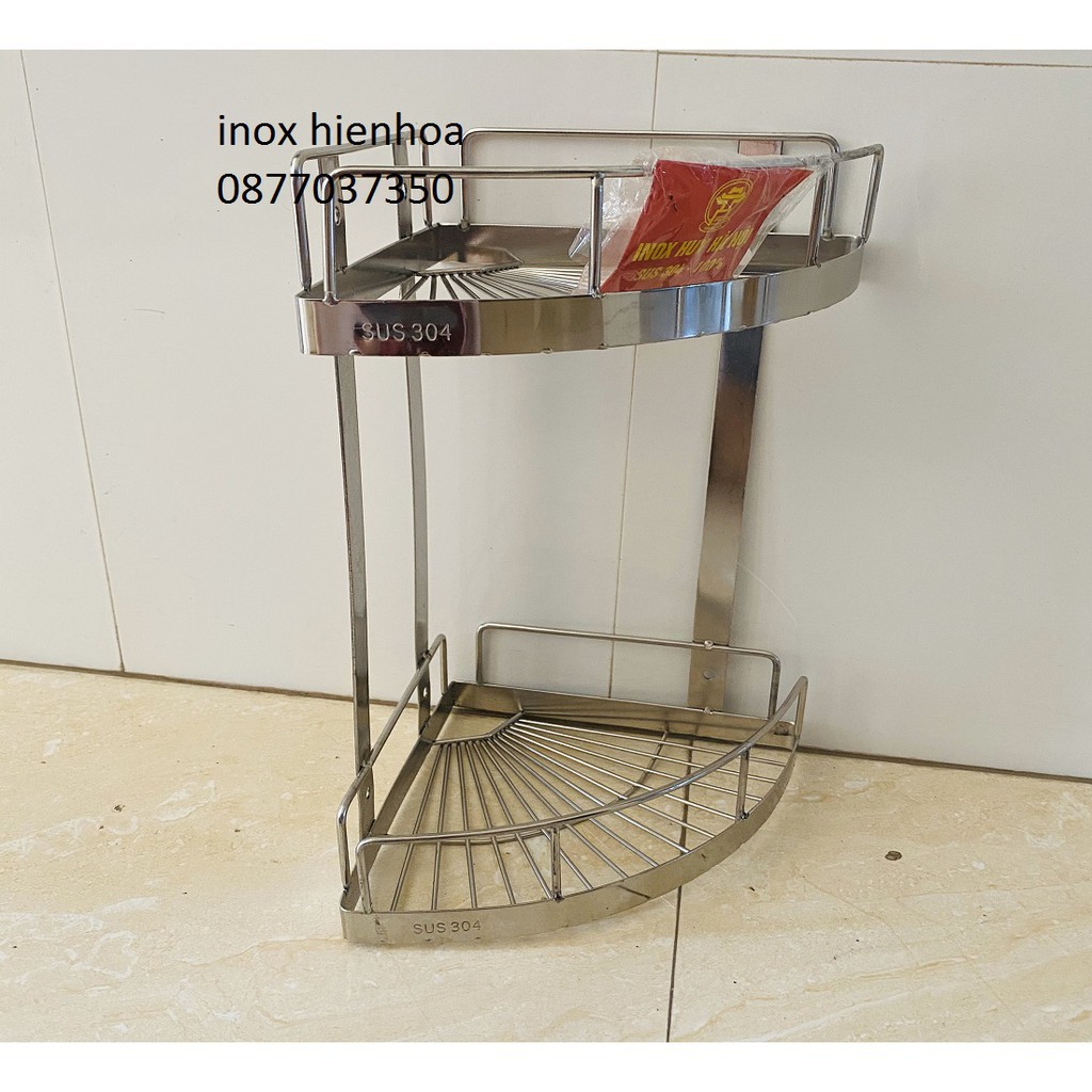 Kệ góc tam giác 2 tầng Inox 304-Kệ để đồ phòng tắm Inox