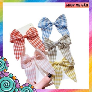 Cột tóc nơ cho bé gái, cột tóc caro xinh xắn cho bé gái