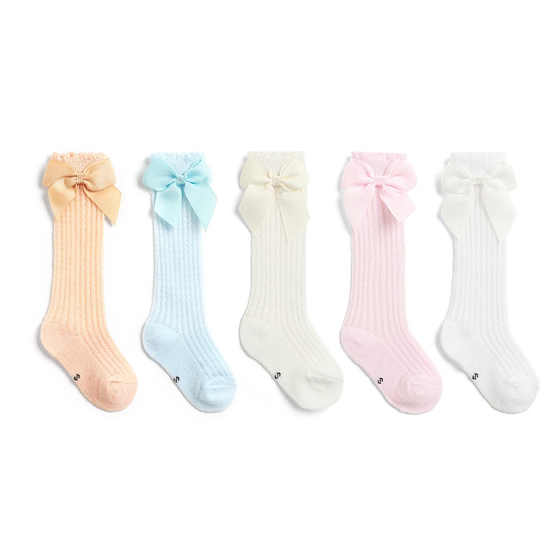 Tất Lưới Chống Muỗi Đính Nơ Xinh Xắn Cho Bé Gái 0-3 Tuổi