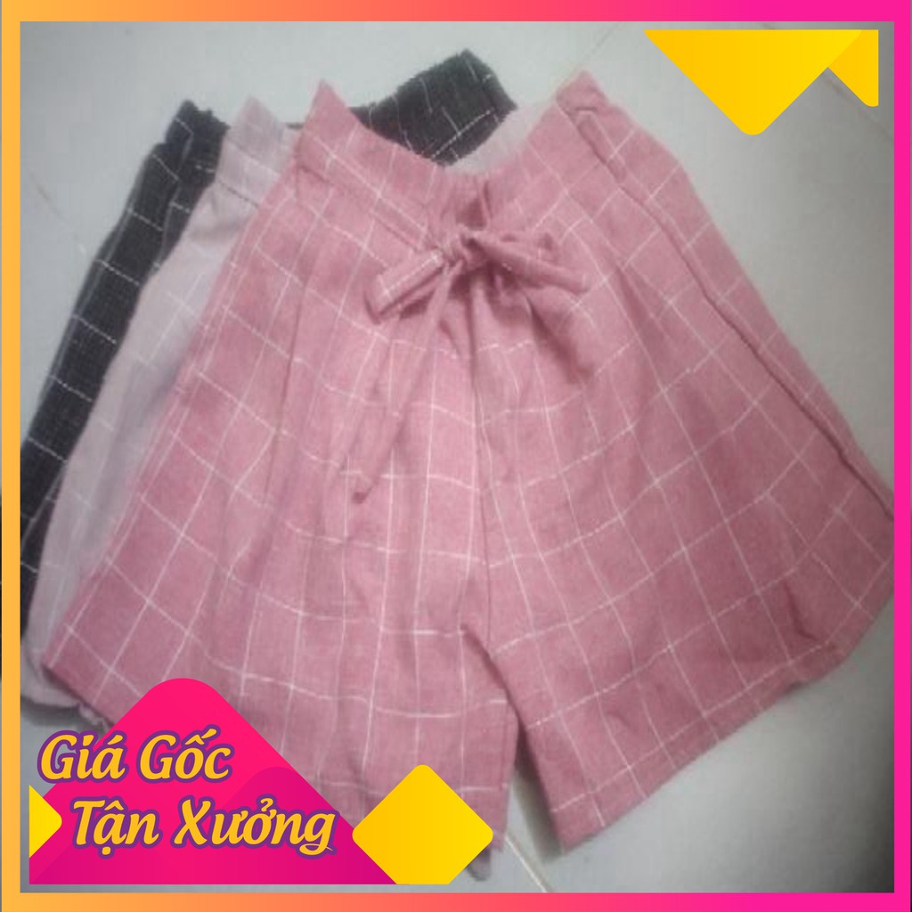 [VIDEO THẬT] Quần đùi nữ ống rộng kẻ nơ FREE SIZE DƯỚI 60KG - Quần sooc nữ SABI SHOP | BigBuy360 - bigbuy360.vn