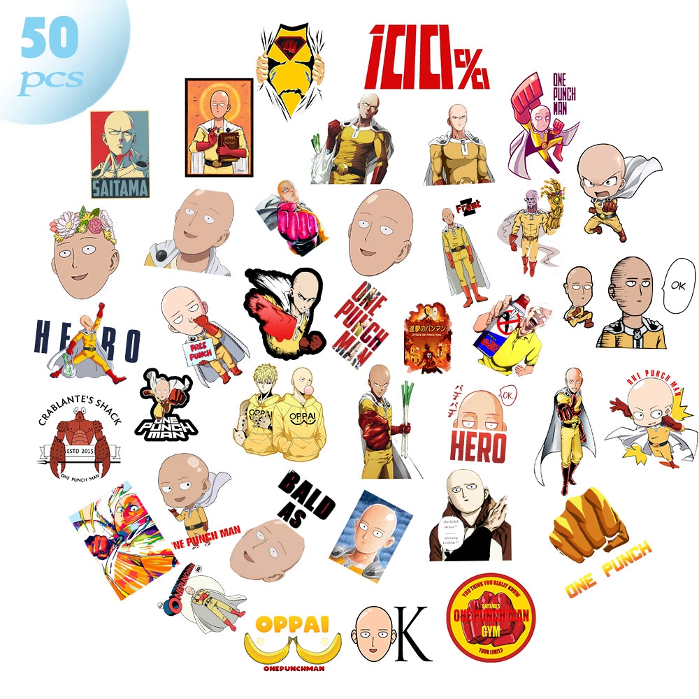 Set 49 Nhãn Dán Trang Trí Hình Nhân Vật Hoạt Hình One Punch-Man