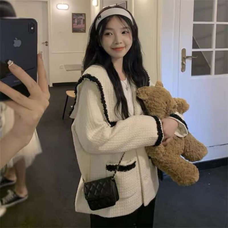 Áo khoác dạ cao cấp phối túi phong cách Retro 🍁