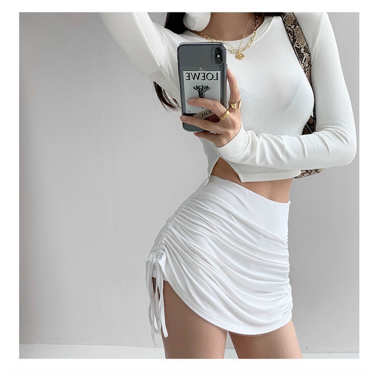 Chân váy ngắn chữ A - chân váy thun rút dây hai bên hót trend - CV07