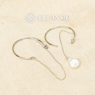 Bông Tai Nữ Eleanor Viền Tròn Khuyên Dài Đính Hạt Ngọc Trai Nhân Tạo Thanh Lịch