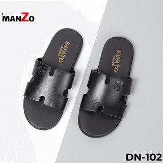 Dép da nam màu đen cao cấp - dép da bò nguyên tấm - DN 102