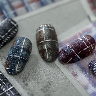 Sticker kẻ dạ tweed style Hàn Quốc trang trí móng