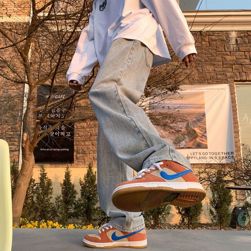 Quần Jeans Mỏng Ống Suông Rộng Thời Trang Mùa Hè Hàn Quốc Cho Nam