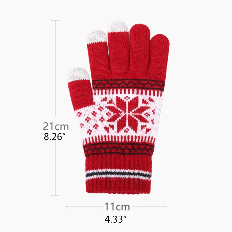 Găng Tay Dệt Kim Họa Tiết Bông Tuyết Có Thể Chạm Màn Hình Cảm Ứng