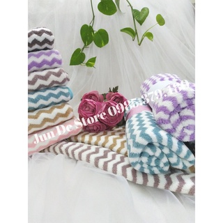 Khăn tắm, khăn lau đầu 50x100 lông cừu zic zắc ♥️ freeship ♥️ trẻ trung, êm ái, thấm hút tốt.