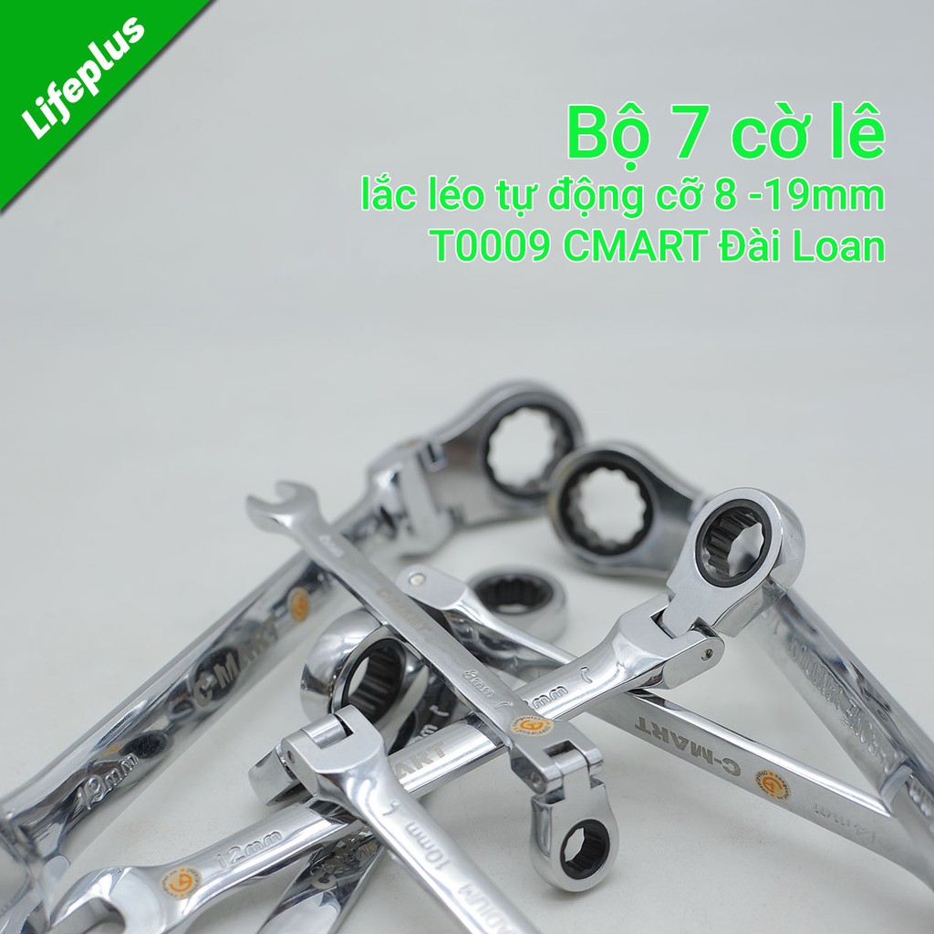 Bộ 7 cờ lê vòng miệng lắc léo tự động C-Mart Tools T0009 Đài Loan