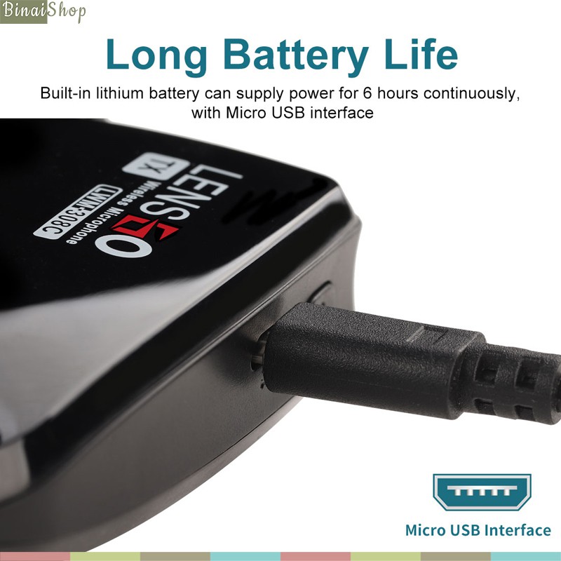 Lensgo LWM-308C double - Micro Cài Áo Không Dây, Sóng UHF, Phạm Vi Hoạt Động 50m